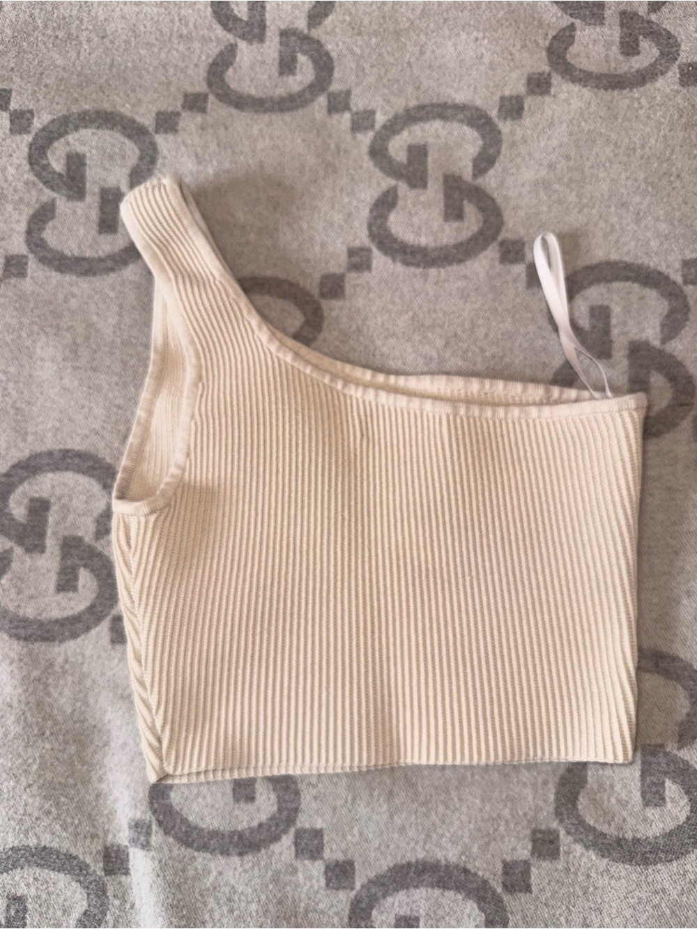Babaton Cream Sculpt Knit Ribbed Knit Top, One Shoulder - Picture 8 of 8